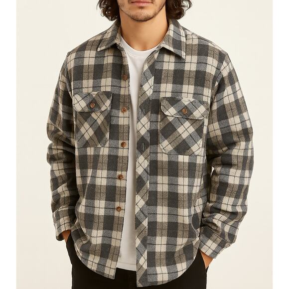 Vintage Flannel Plaid Button Down Chore Shirt Jacket Quilted Mens Med Workwear - Picture 1 of 13